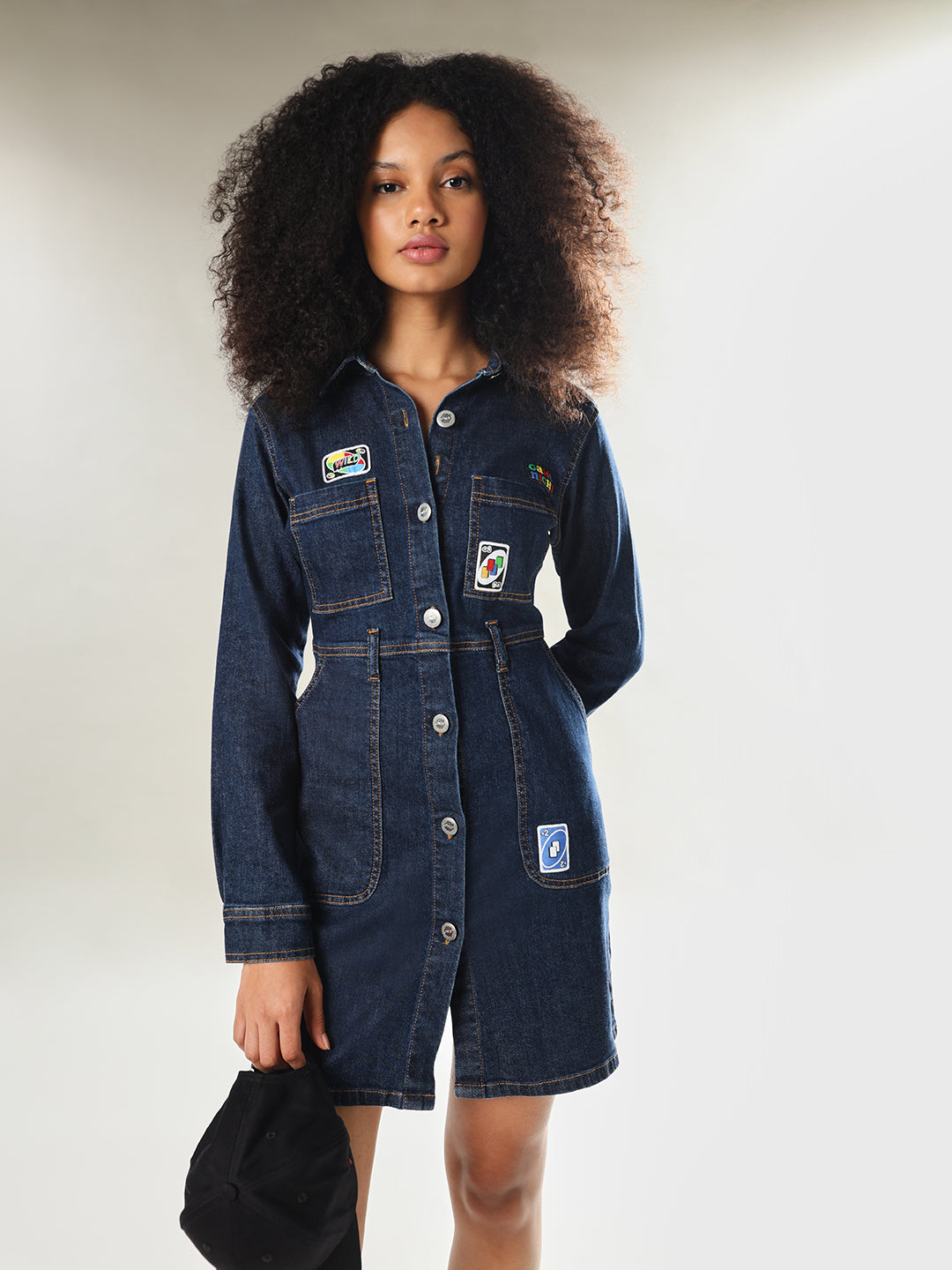 UNO X ONLY Dark Blue Denim Dress