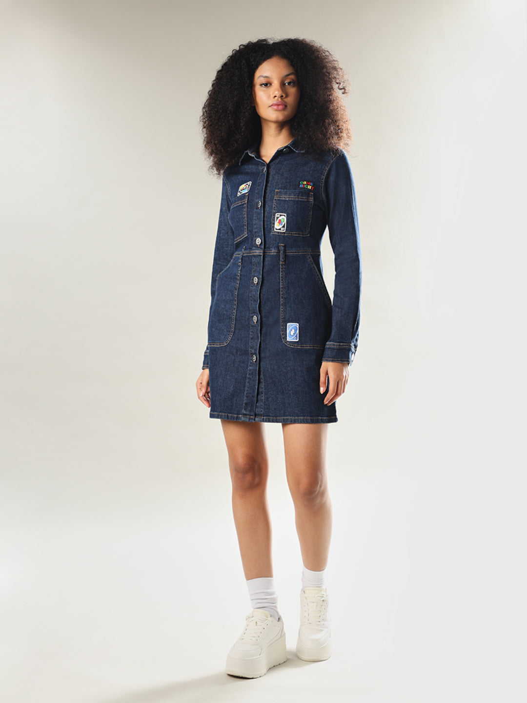 UNO X ONLY Dark Blue Denim Dress