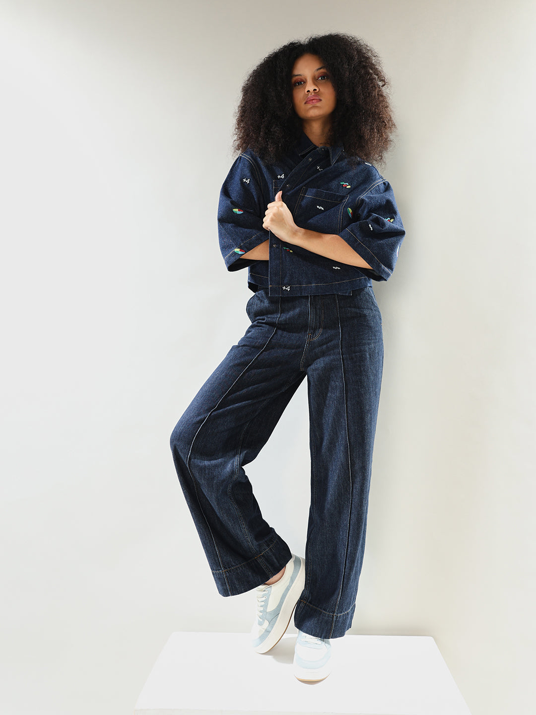 UNO X ONLY Cropped Oversized Denim Shirt