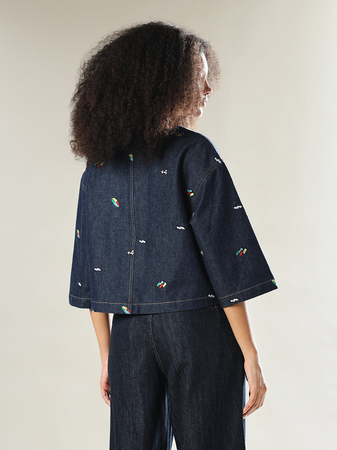 UNO X ONLY Cropped Oversized Denim Shirt