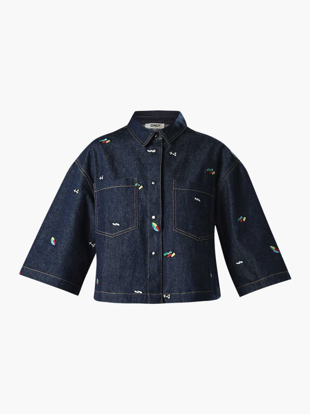 UNO X ONLY Cropped Oversized Denim Shirt