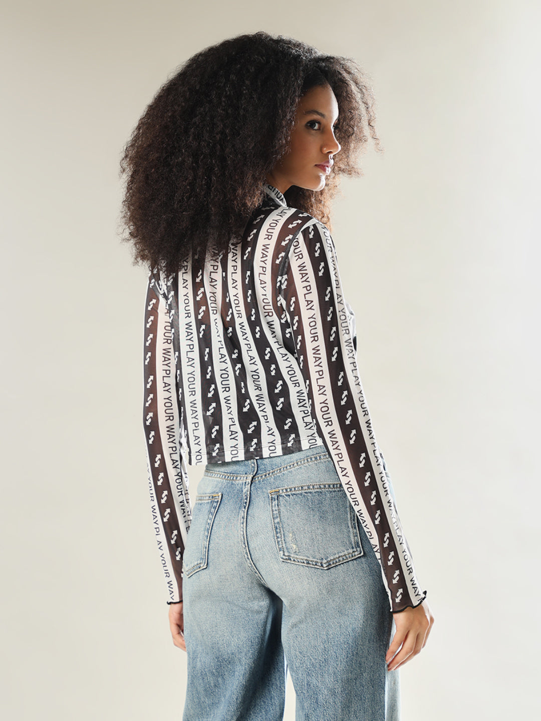 UNO X ONLY Printed Cropped Slim Fit Shirt