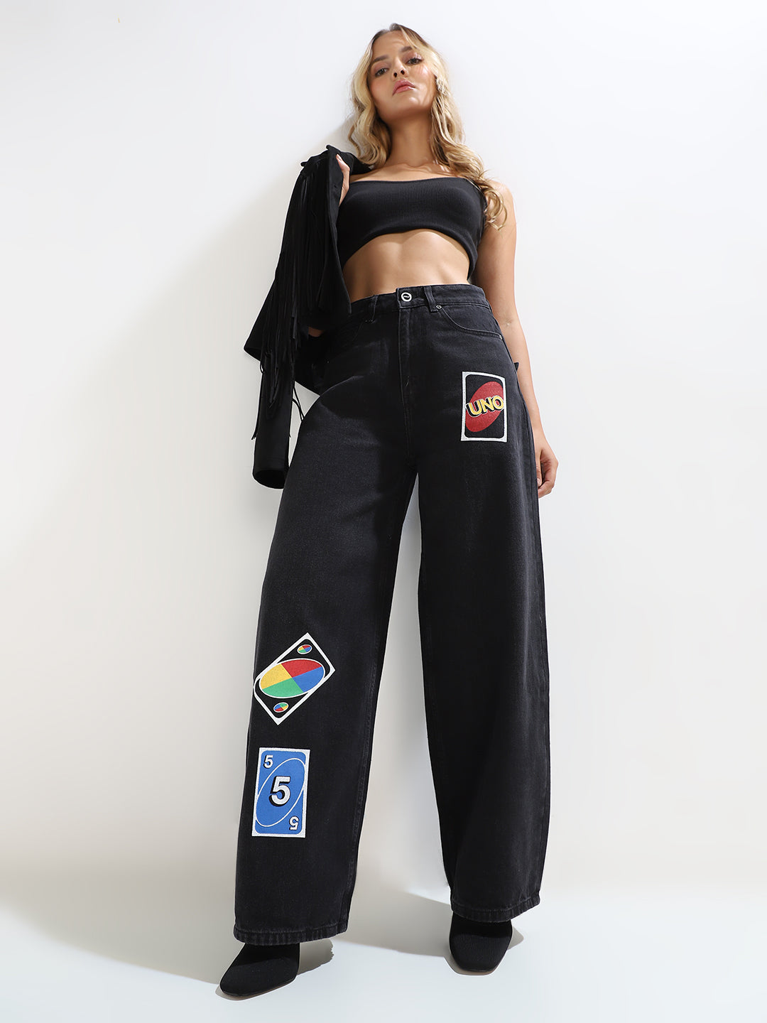 UNO X ONLY Black Slouchy Fit Jeans