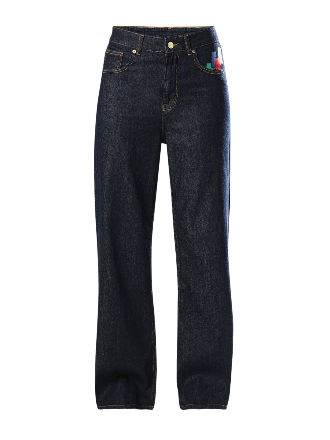 UNO X ONLY Dark Blue Printed Wide Leg Jeans