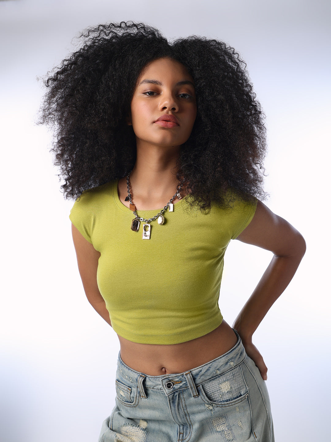 Green Cropped Muscle Tee