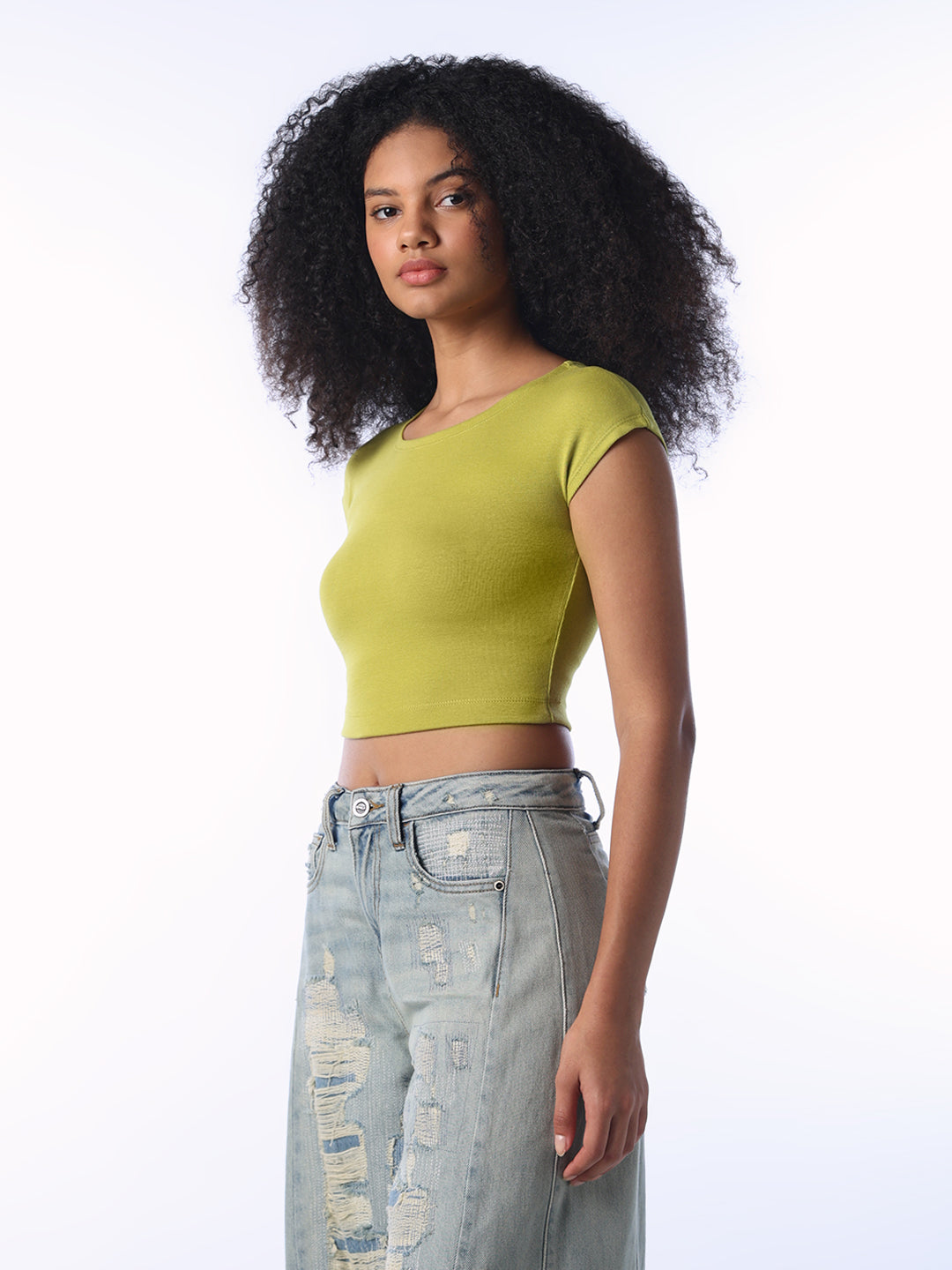 Green Cropped Muscle Tee
