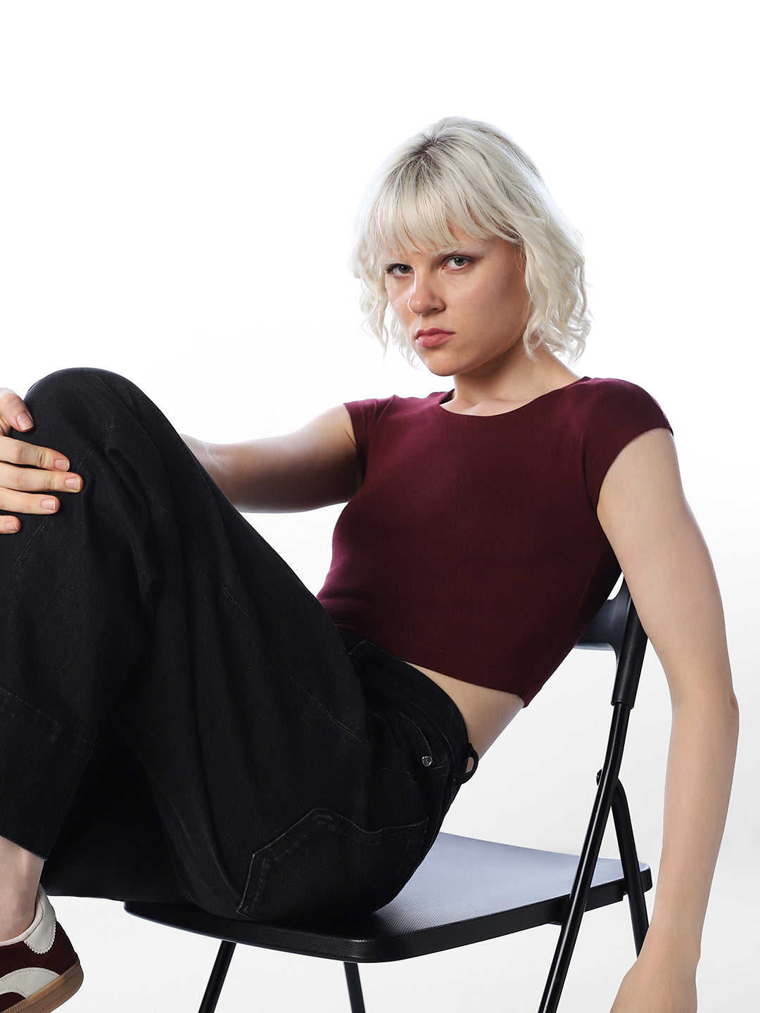 Maroon Cropped Muscle Tee