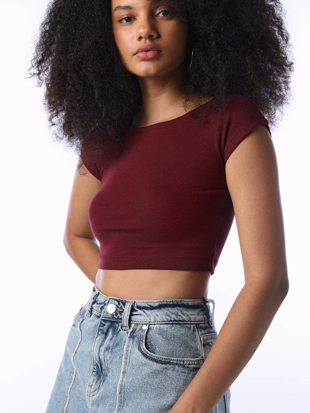 Maroon Cropped Muscle Tee