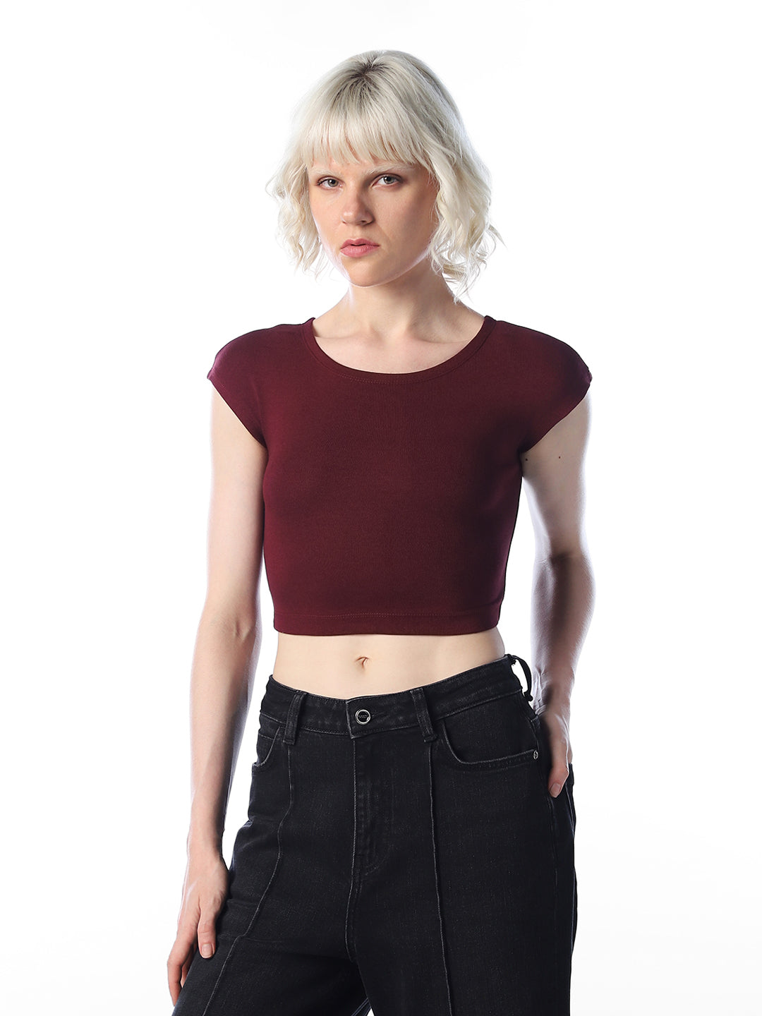Maroon Cropped Muscle Tee