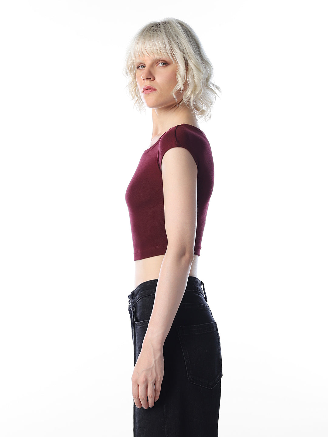 Maroon Cropped Muscle Tee