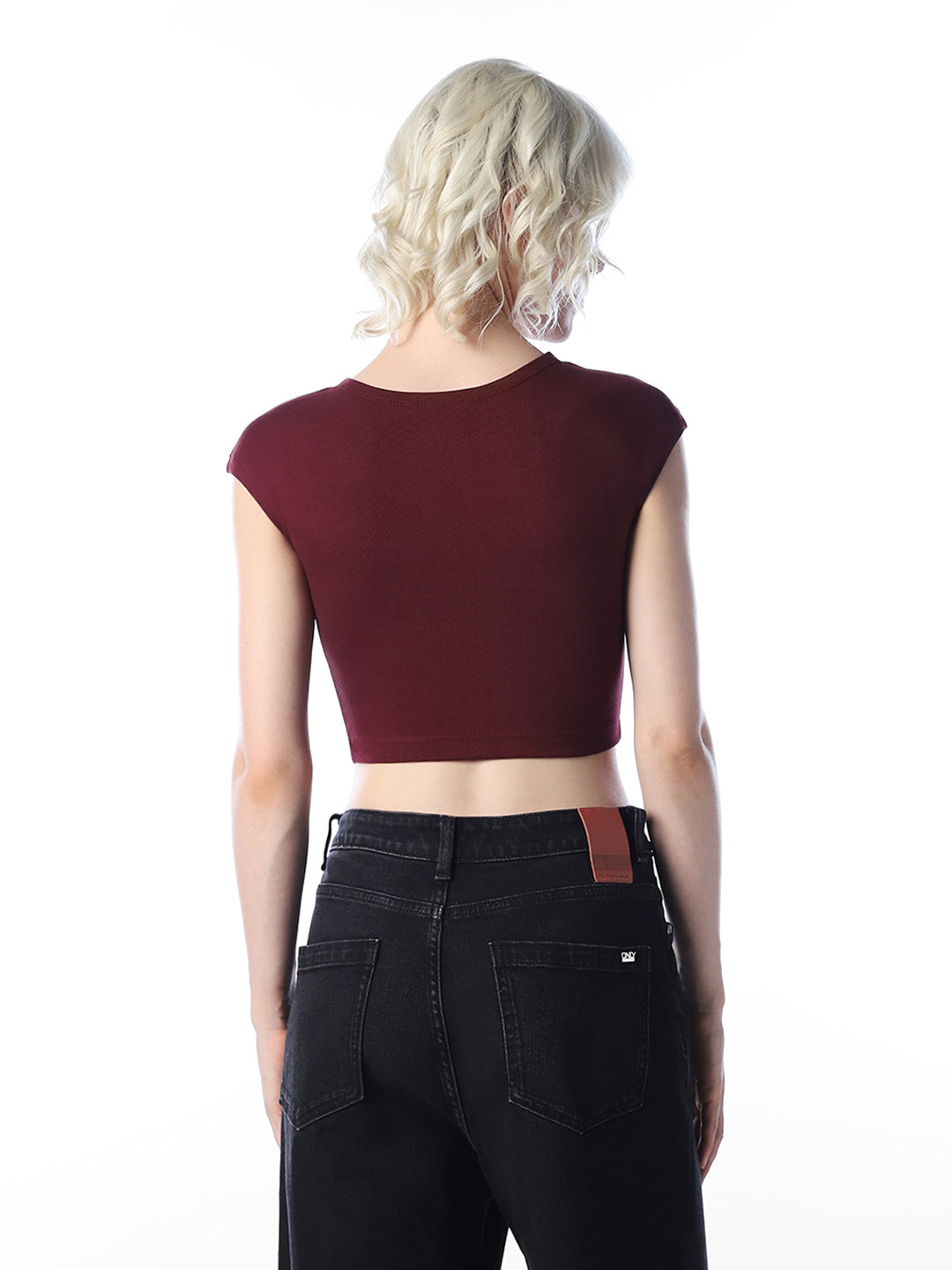 Maroon Cropped Muscle Tee