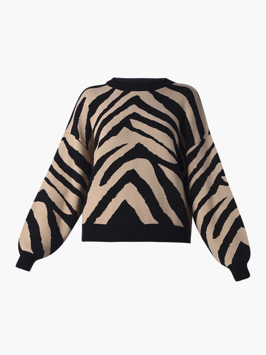 O-Neck Animal Print Oversized Pullover
