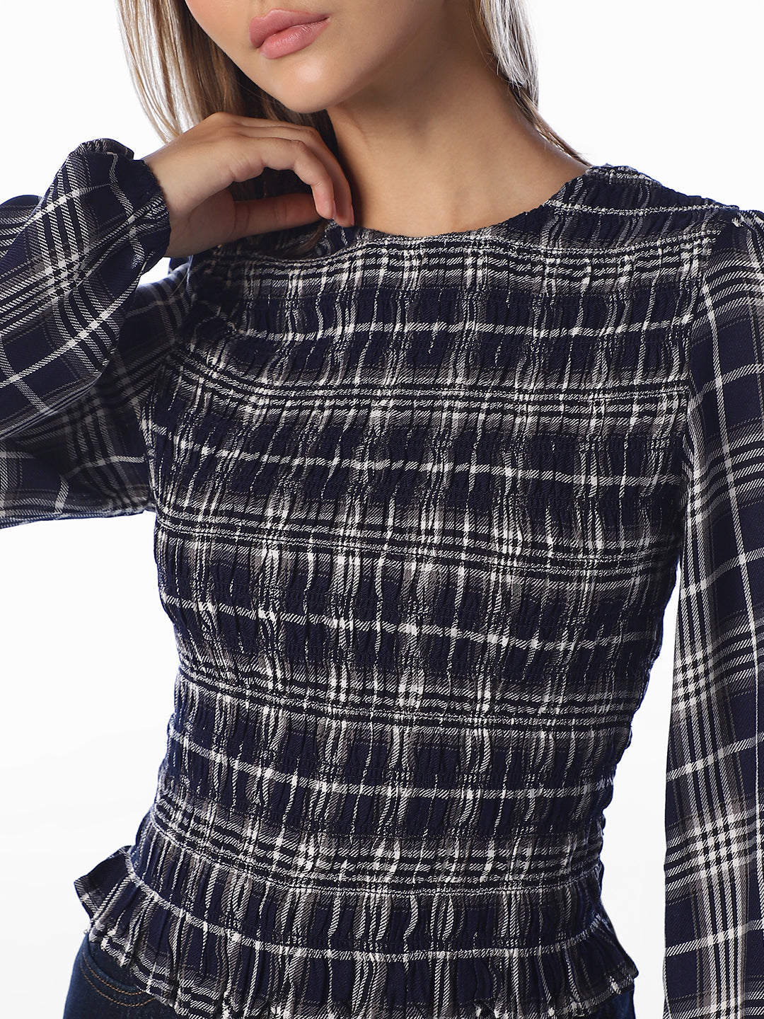 Smocked Check Top
