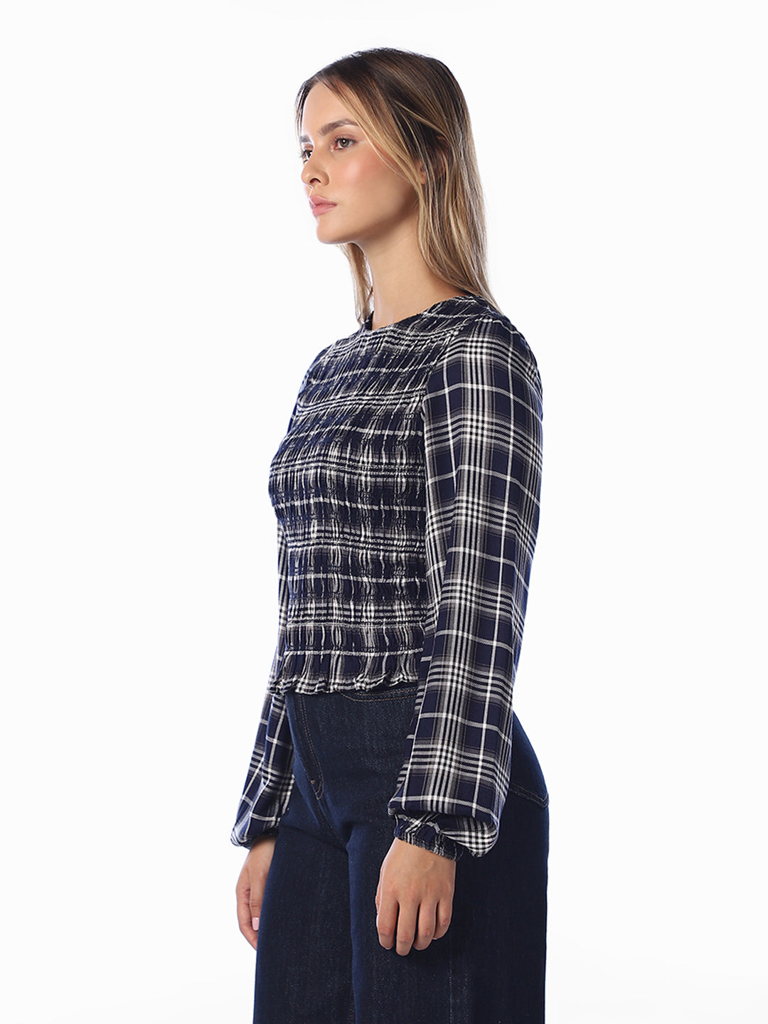 Smocked Check Top