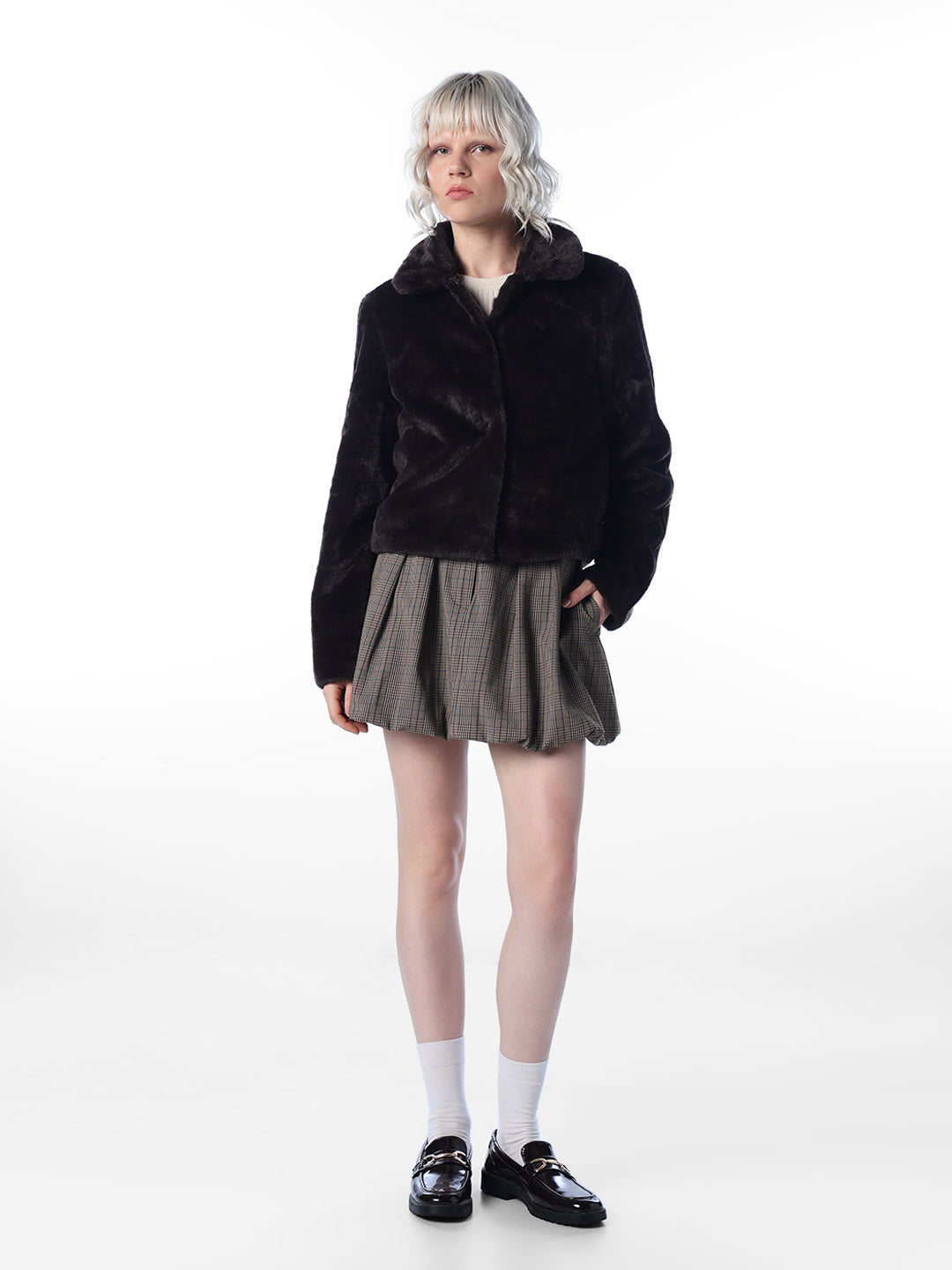 Dark Brown Faux Fur Jacket
