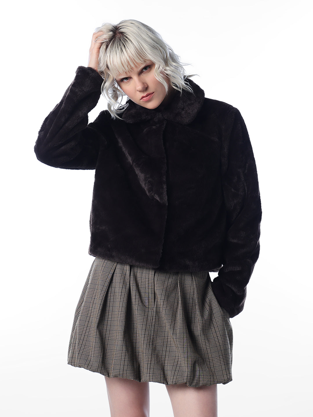 Dark Brown Faux Fur Jacket