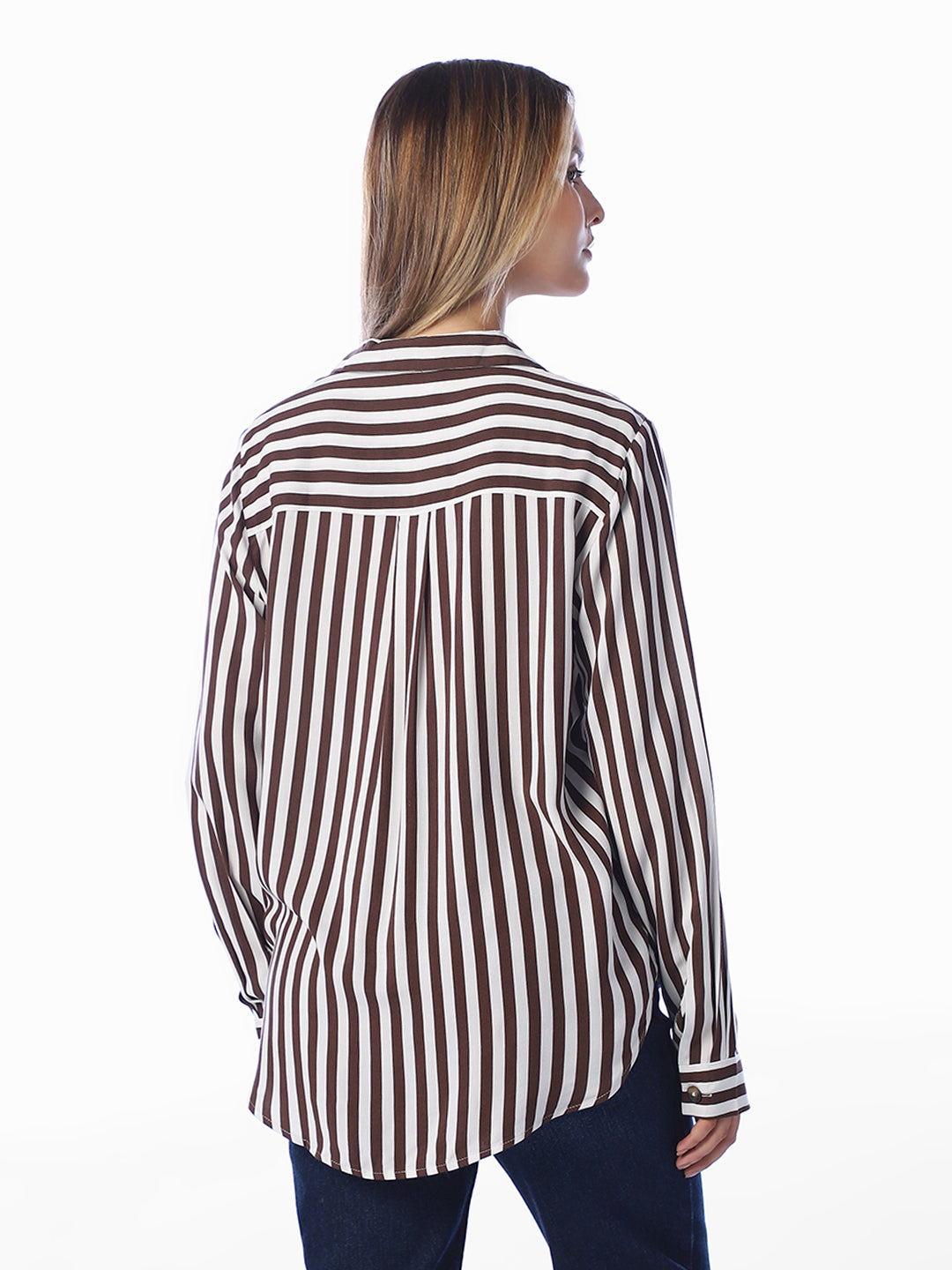 Brown Striped Regular Fit Shirt