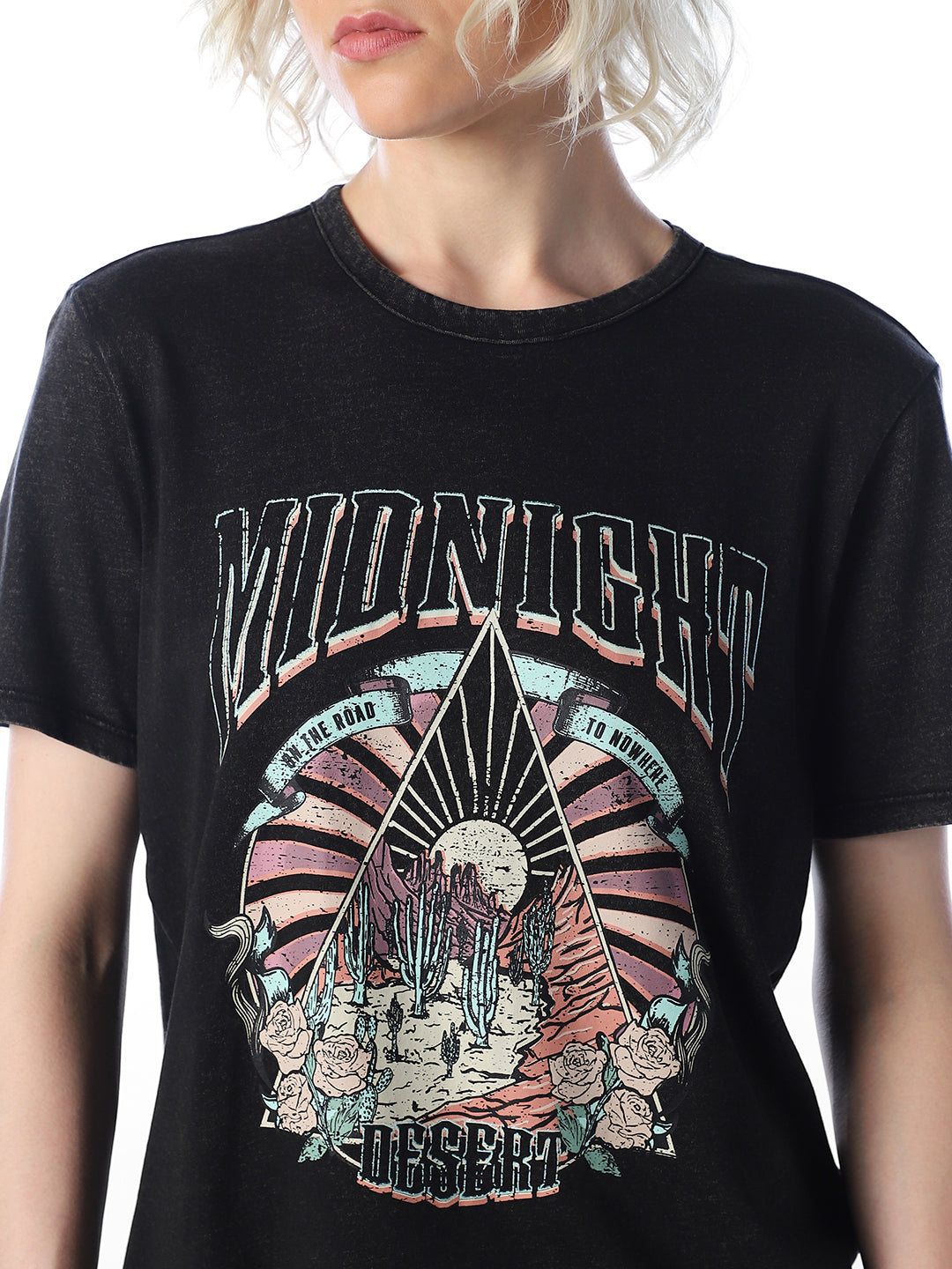 Black printed T-shirt