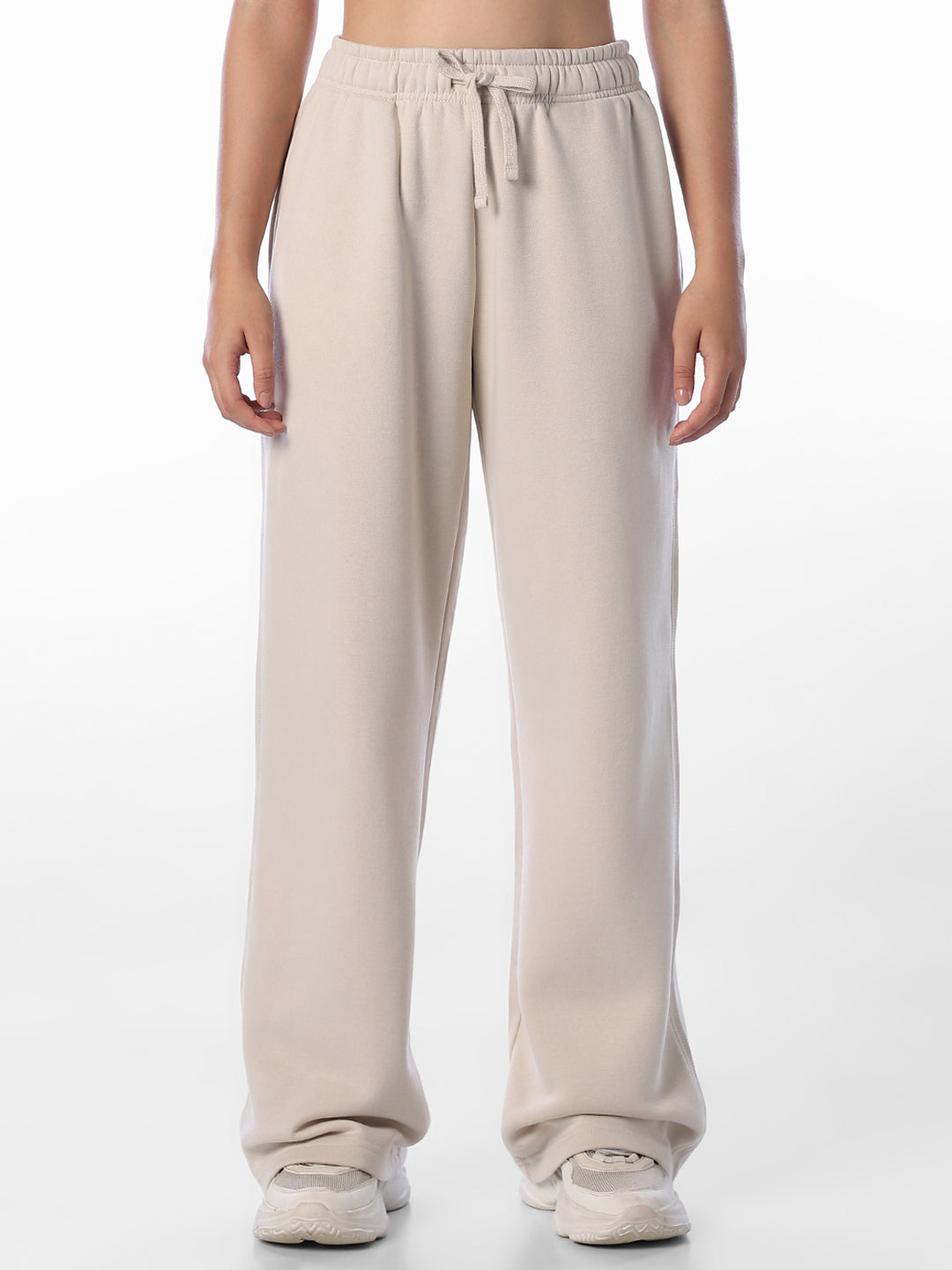 Beige Straight Fit Sweatpants
