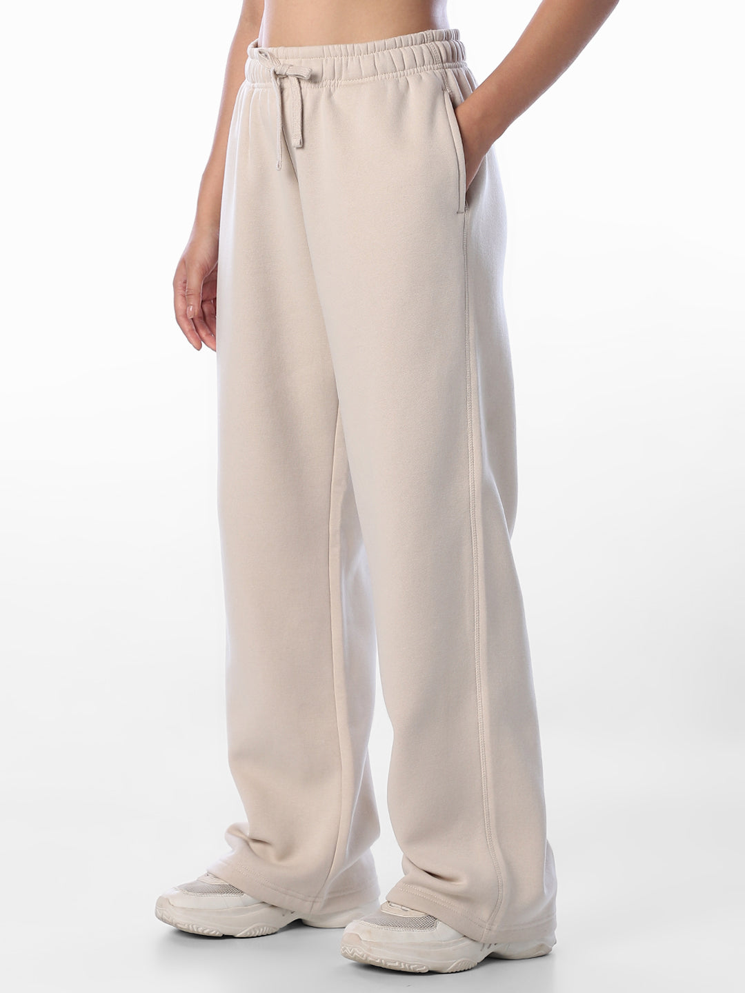 Beige Straight Fit Sweatpants