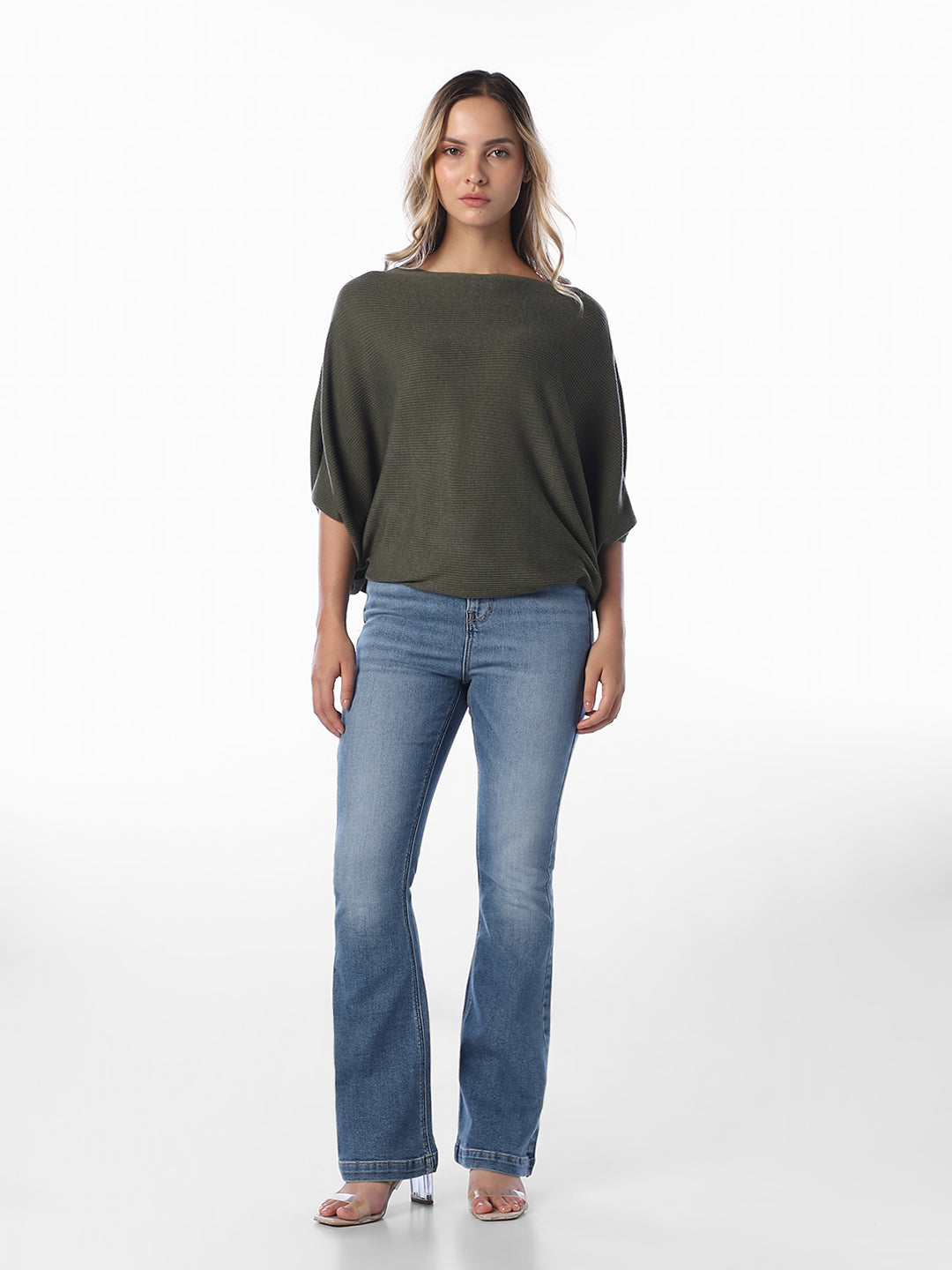 Green Bat Sleeve Pullover