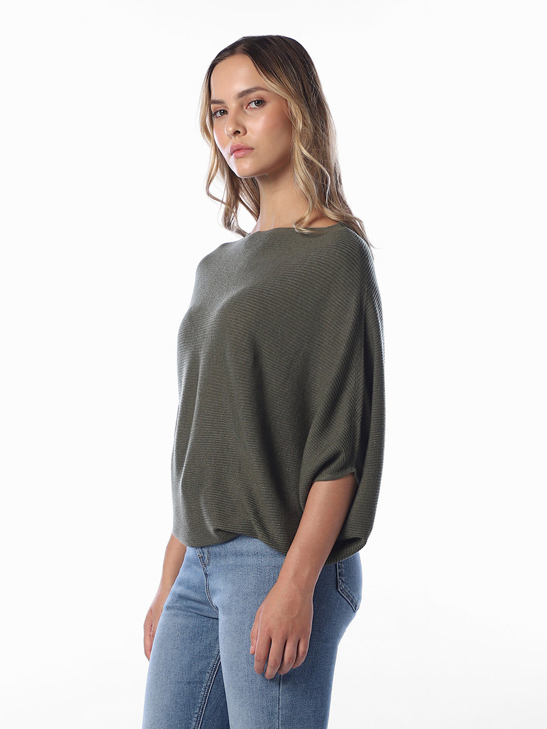 Green Bat Sleeve Pullover