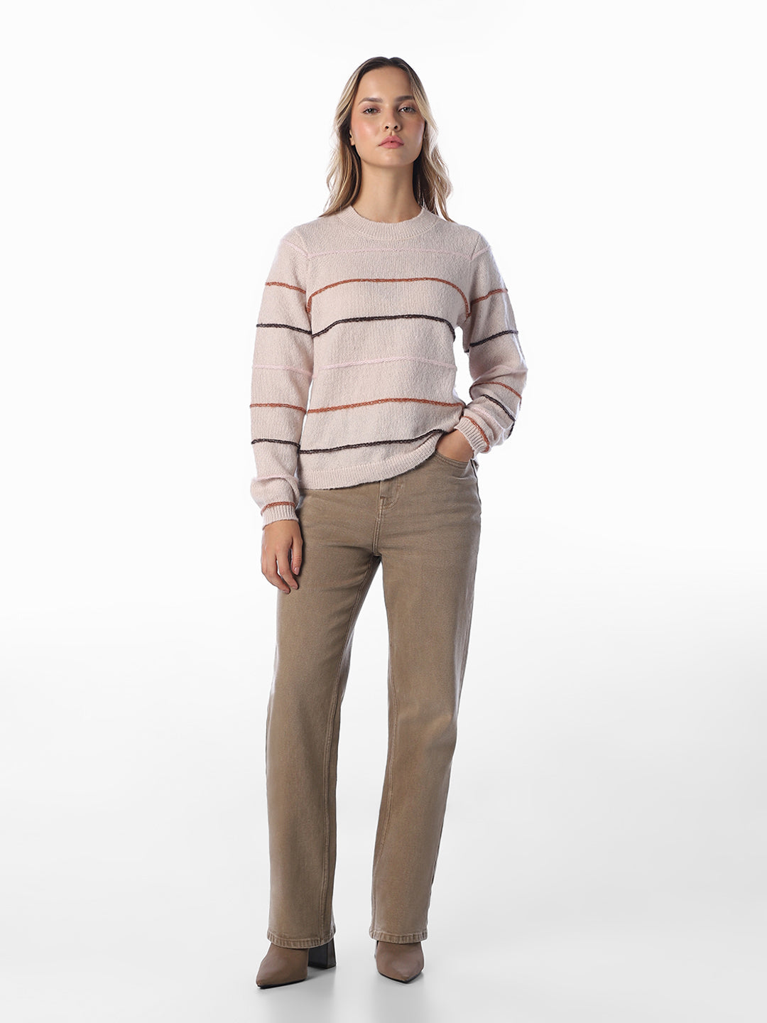 Beige Structured Pullover