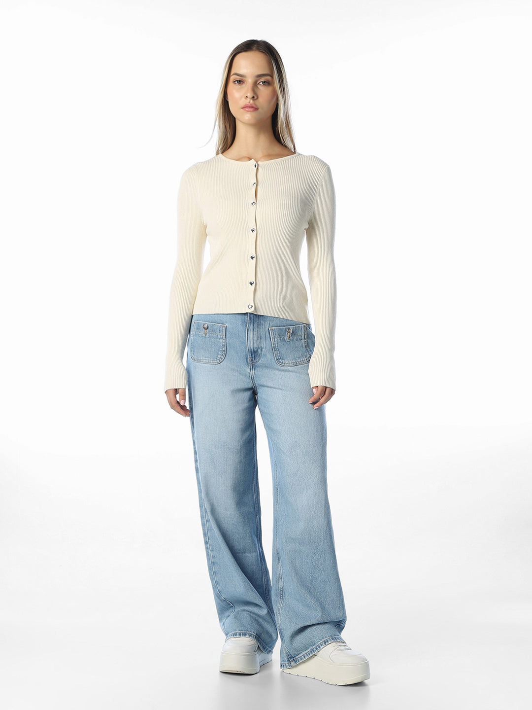 Beige O-Neck Cardigan