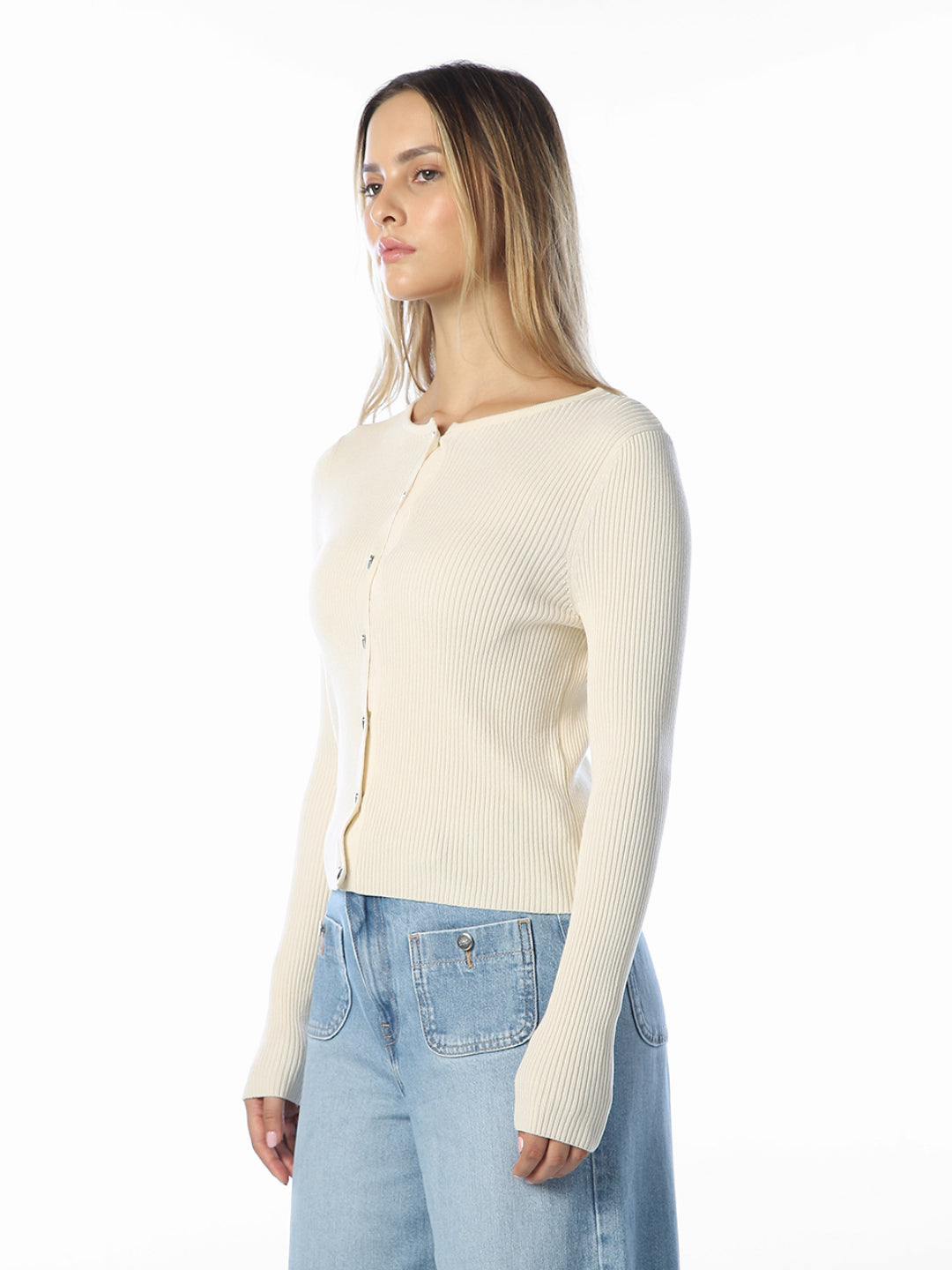 Beige O-Neck Cardigan