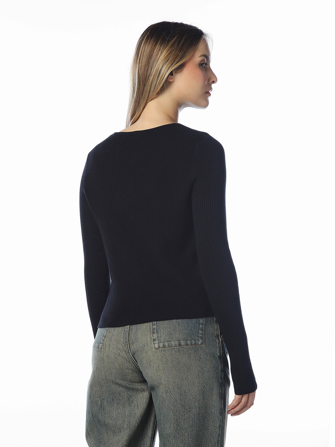 Black O-Neck Cardigan