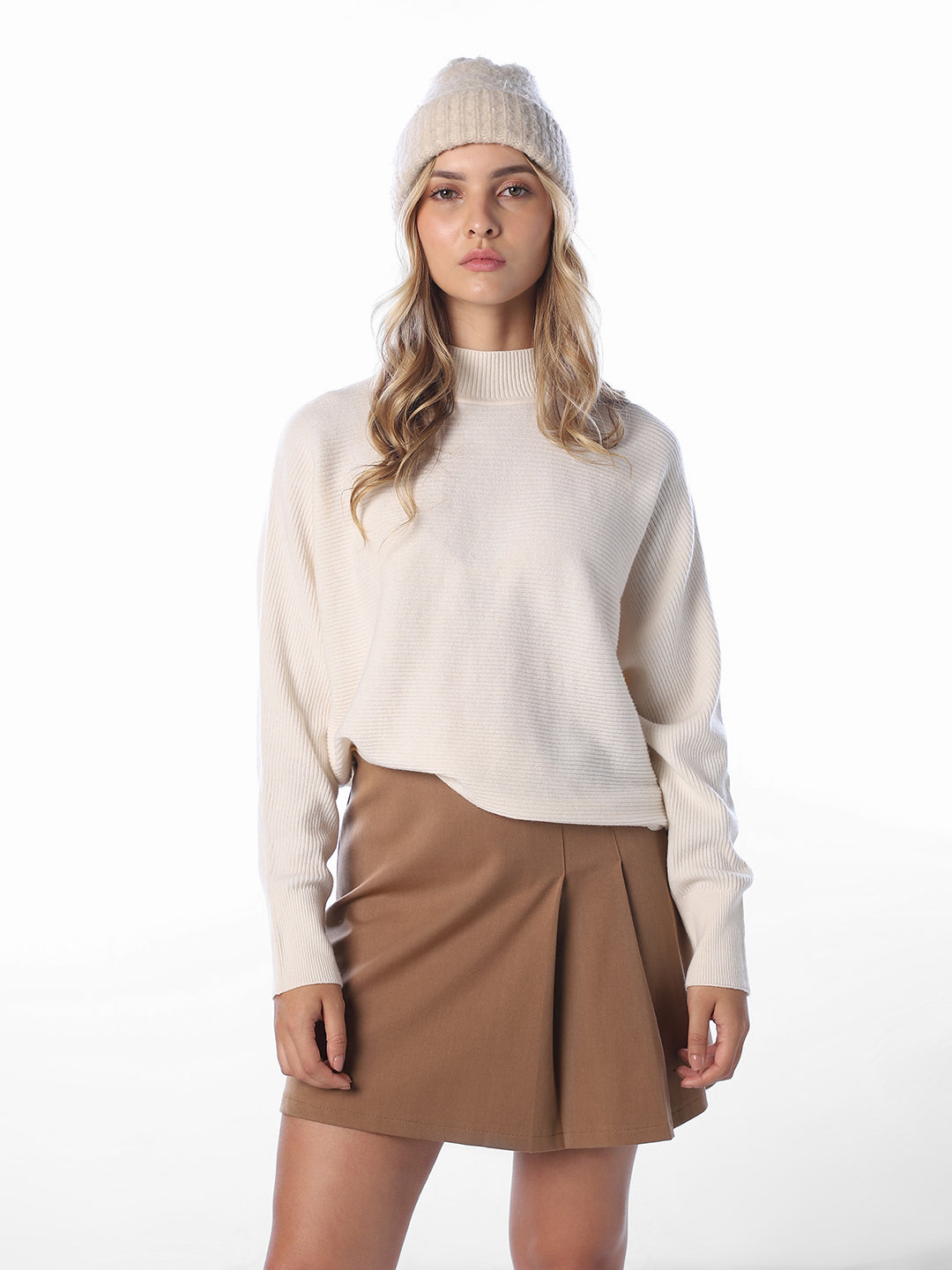 High Neck Ribbed Pullover