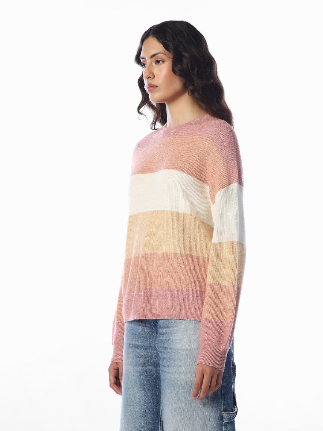 Pink Striped Relaxed Fit Pullover
