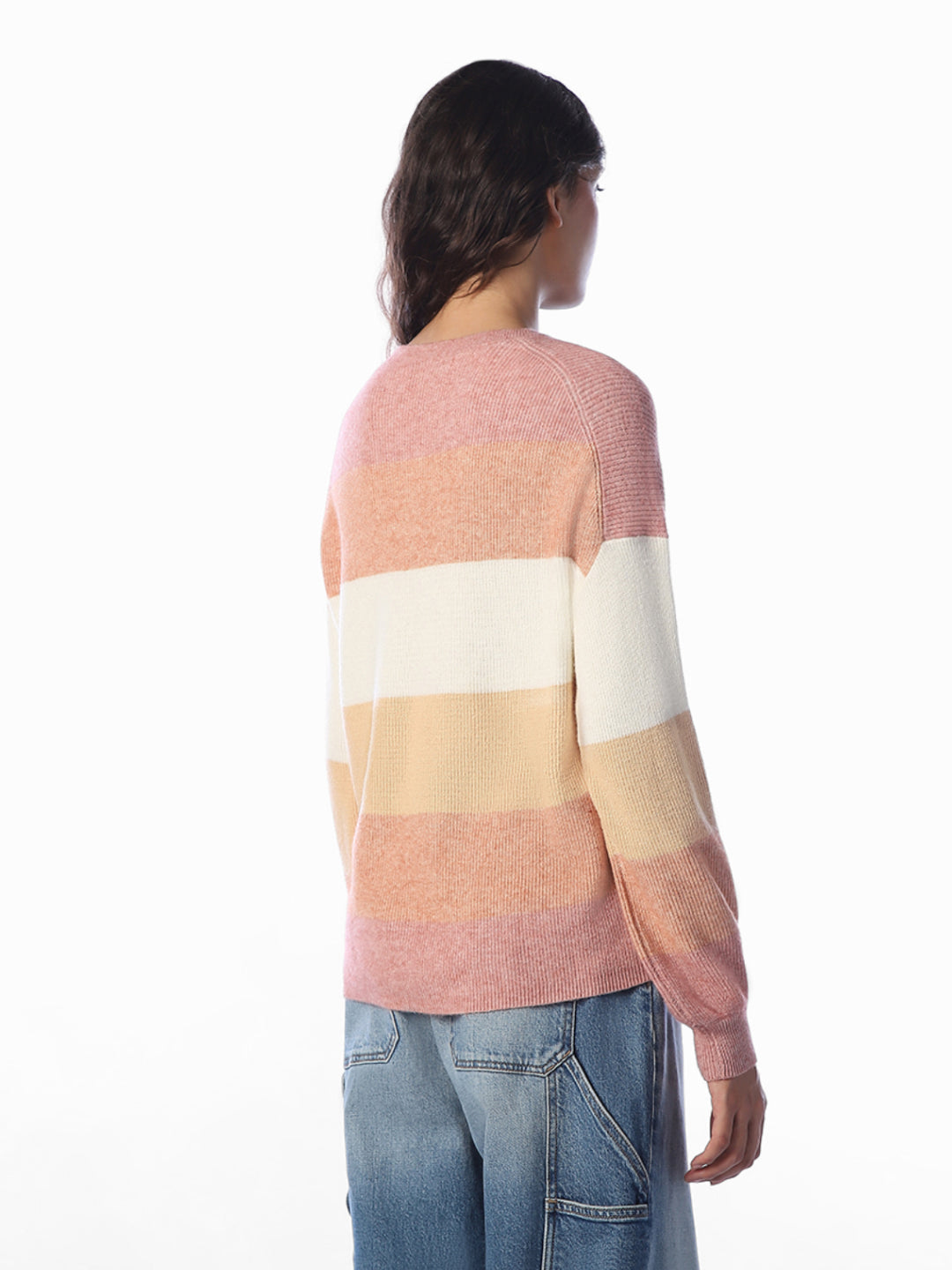 Pink Striped Relaxed Fit Pullover