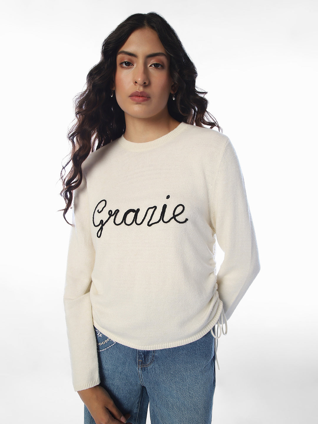 Off-White Printed O-Neck Pullover