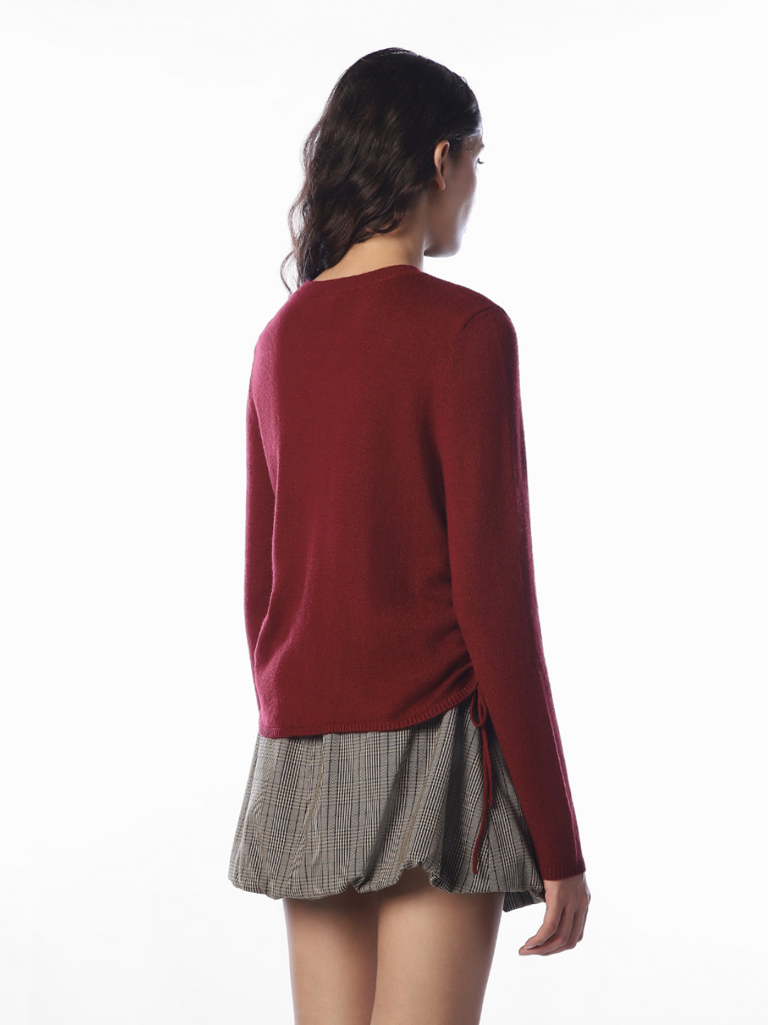 Maroon Printed O-Neck Pullover