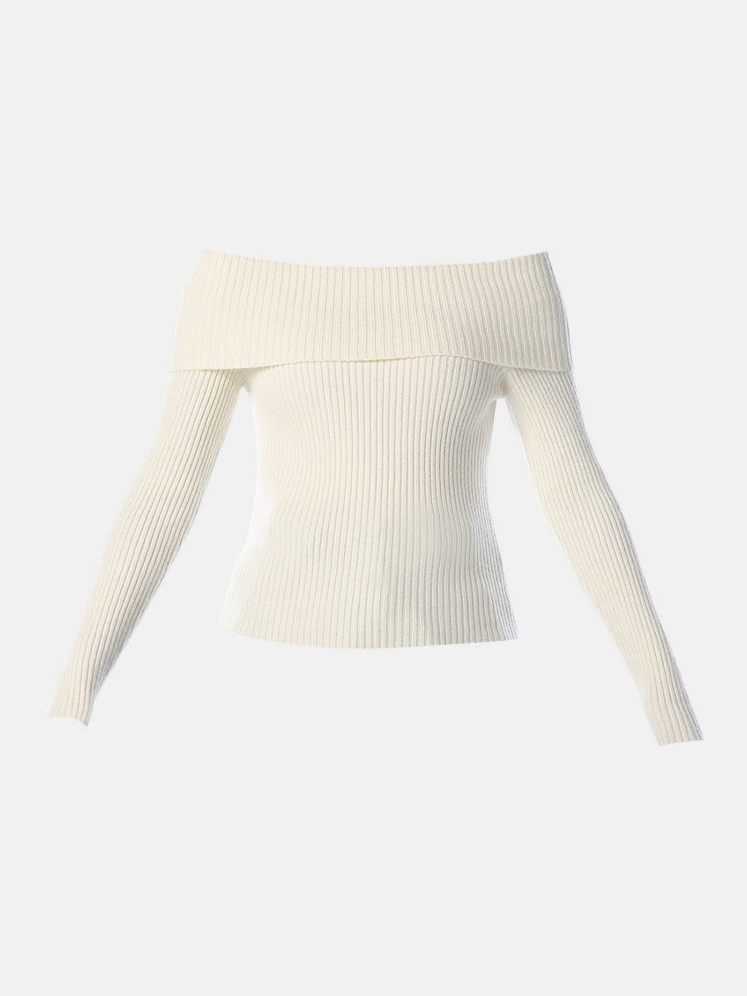 Off-Shoulder Ribbed Knit Pullover