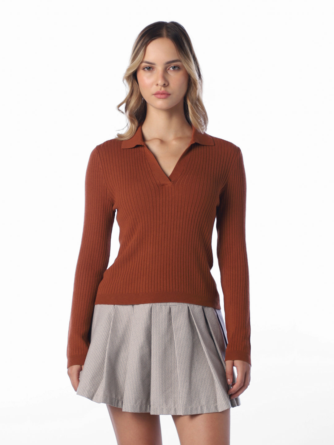 Brown Knitted Polo