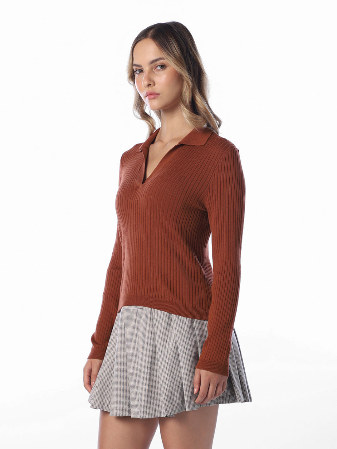 Brown Knitted Polo