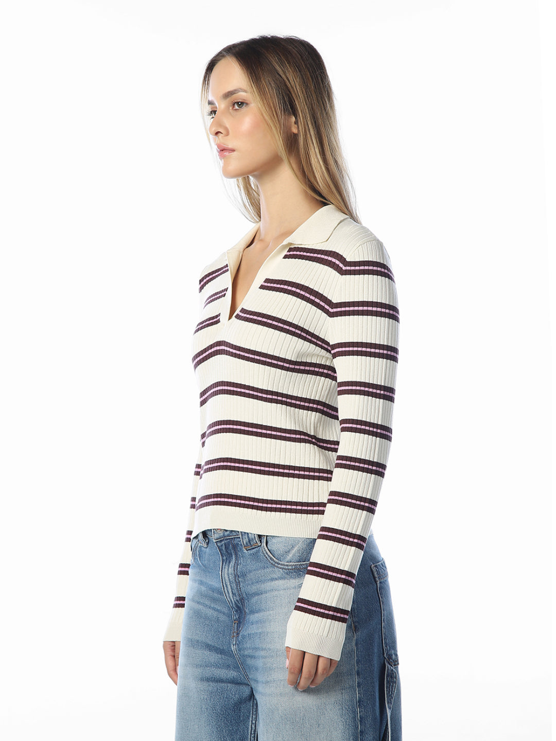 Striped Ribbed Knit Pullover