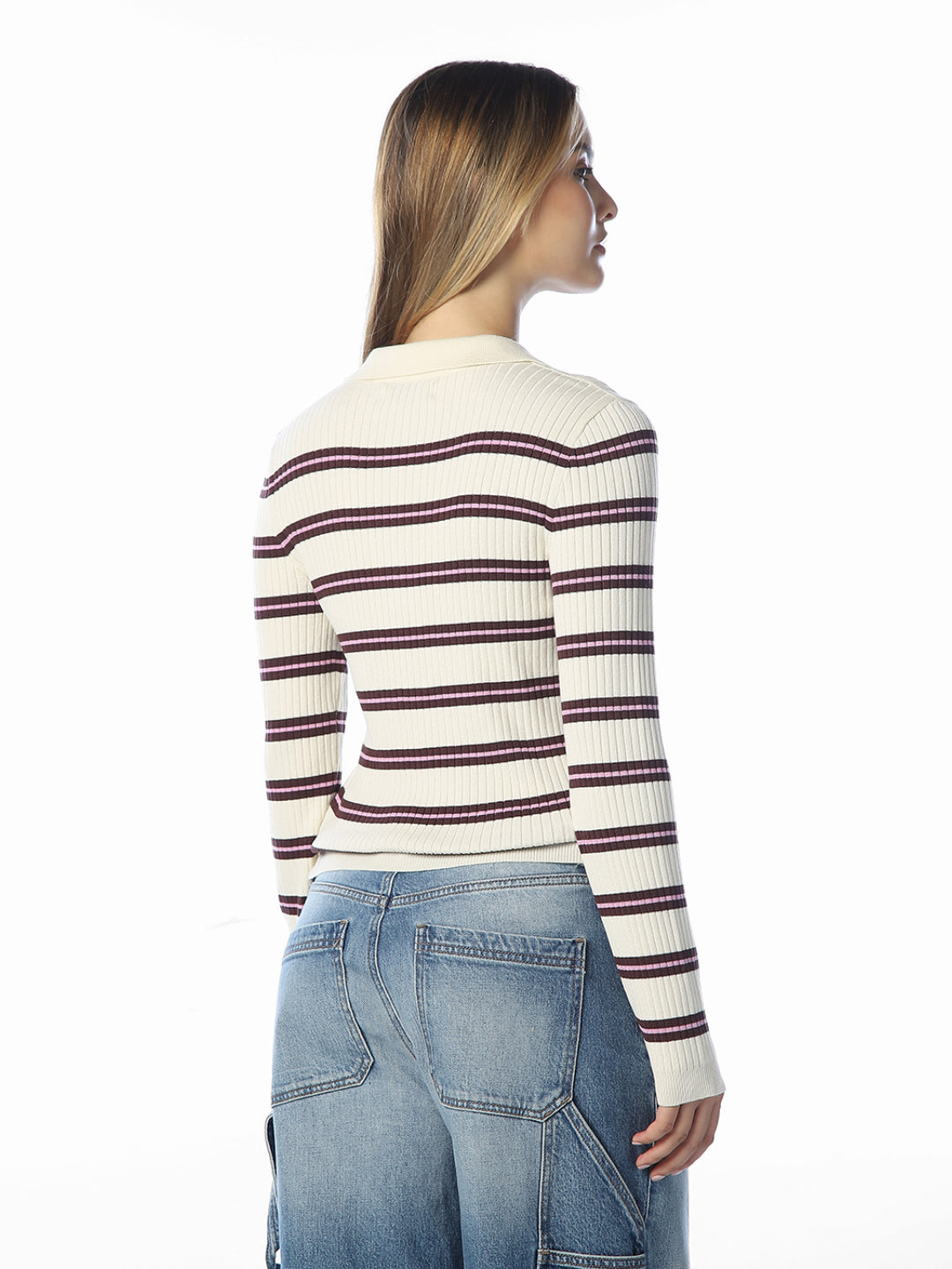 Striped Ribbed Knit Pullover