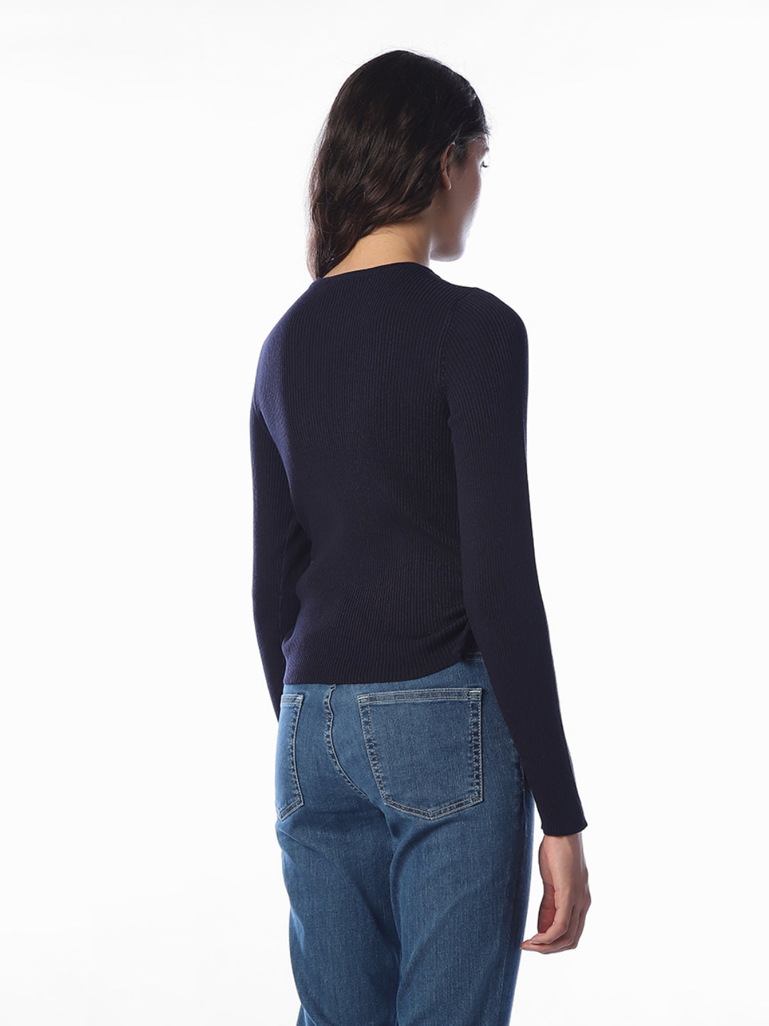 Navy Blue Ruching Detail Pullover