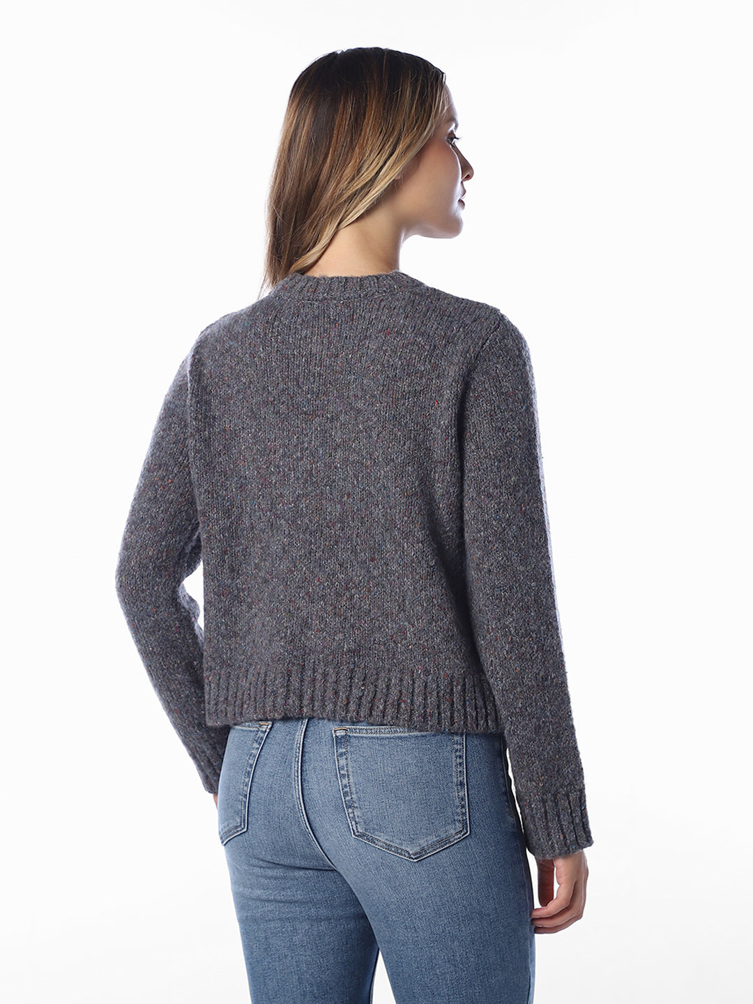Text Detail O-Neck Pullover - Grey