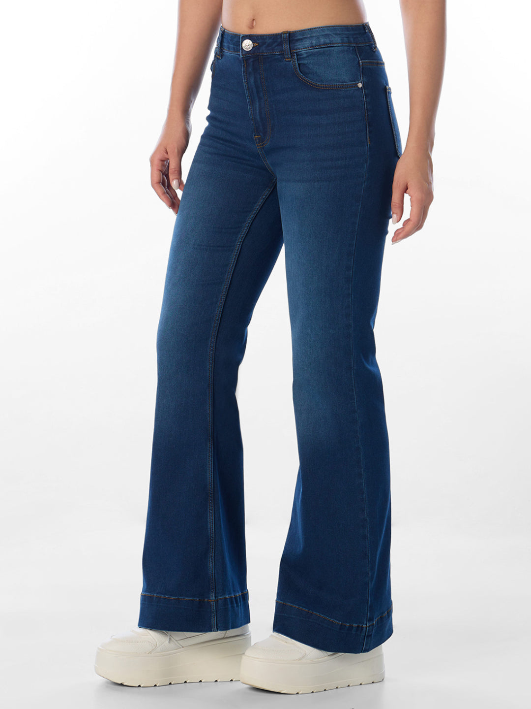 Blue High Rise Flared Jeans