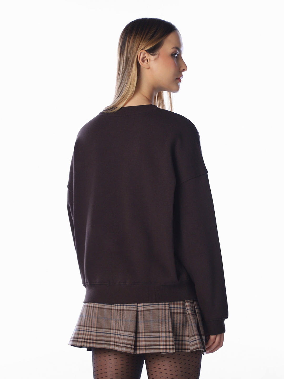 Dark Brown Embroidered Sweatshirt