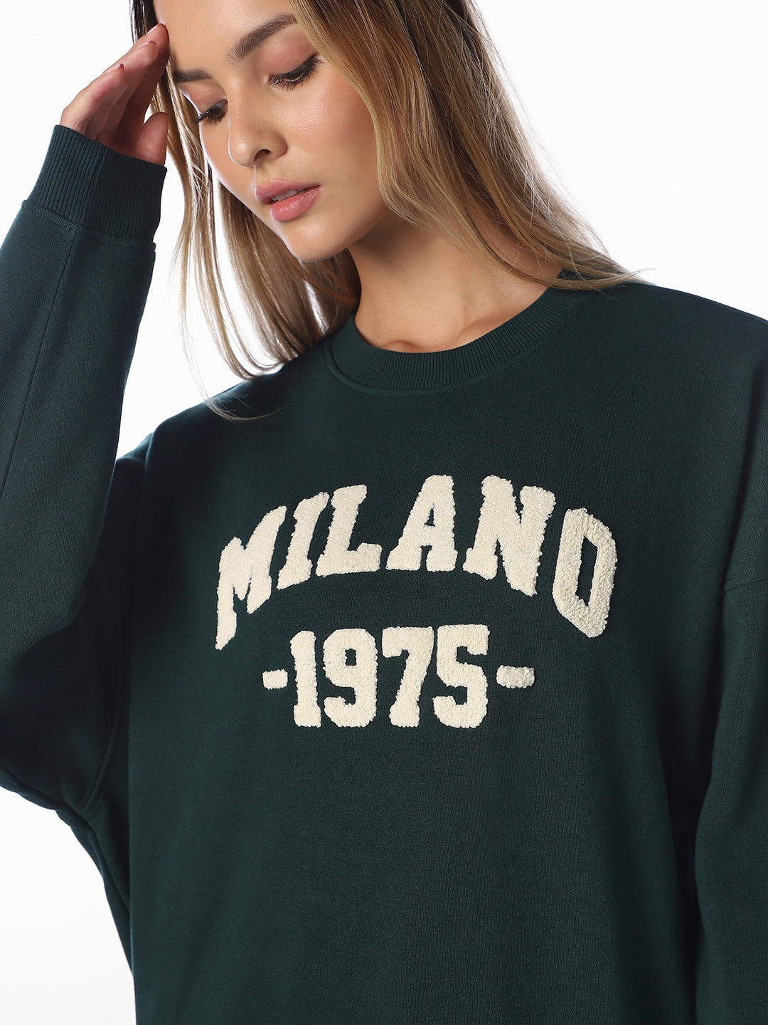 Dark Green Embroidered Sweatshirt