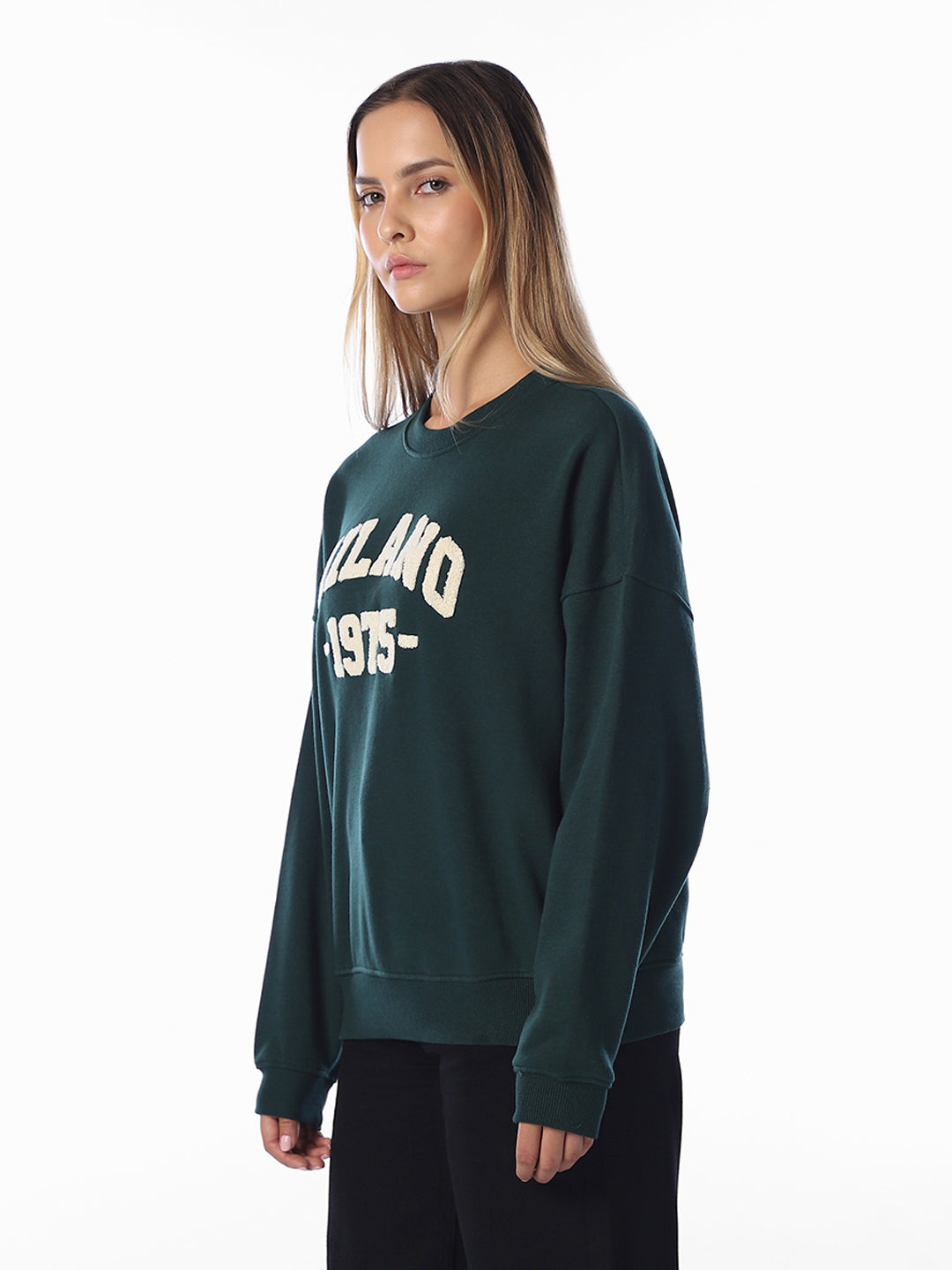 Dark Green Embroidered Sweatshirt