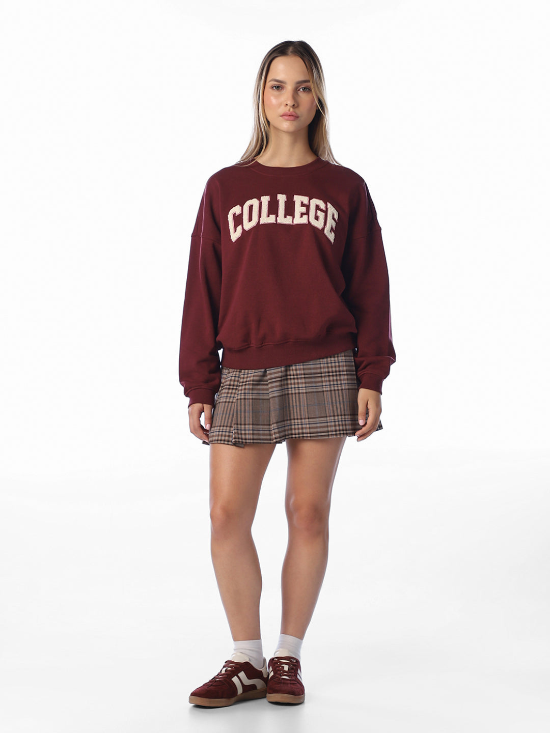 Dark Red Embroidered Sweatshirt