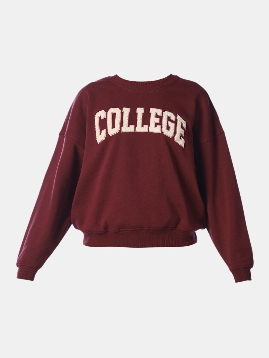 Dark Red Embroidered Sweatshirt
