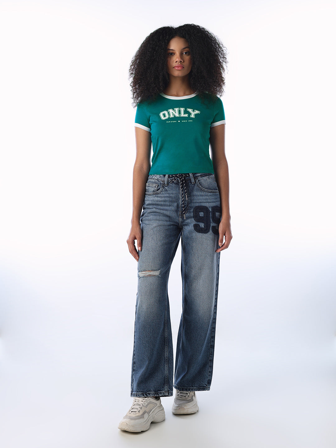 Logo Print Cropped T-shirt - Green
