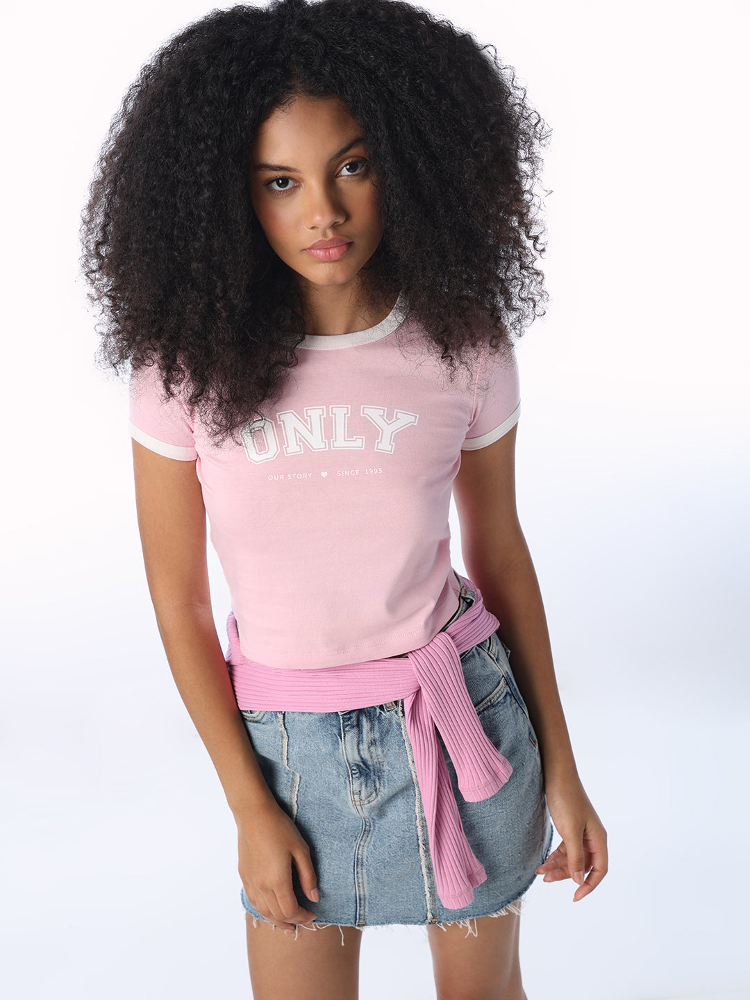 Logo Print Cropped T-shirt - Pink